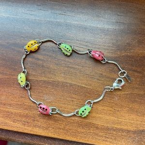 Kids Lady Bug Bracelet Silver